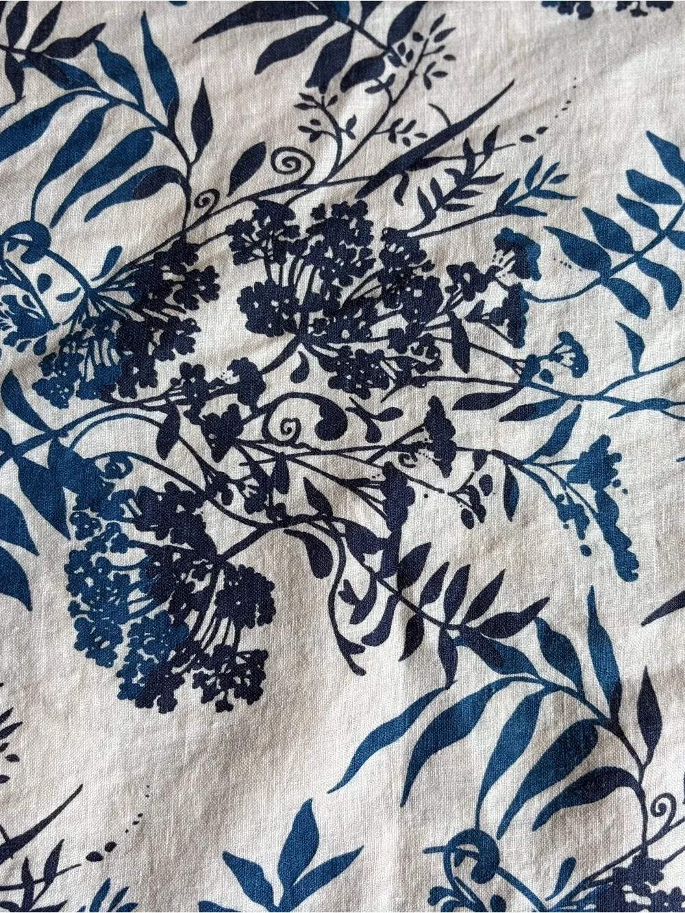 Valentina Naldi Blue White Floral Off-Shoulder Shift Dress Ties Linen Coastal L
